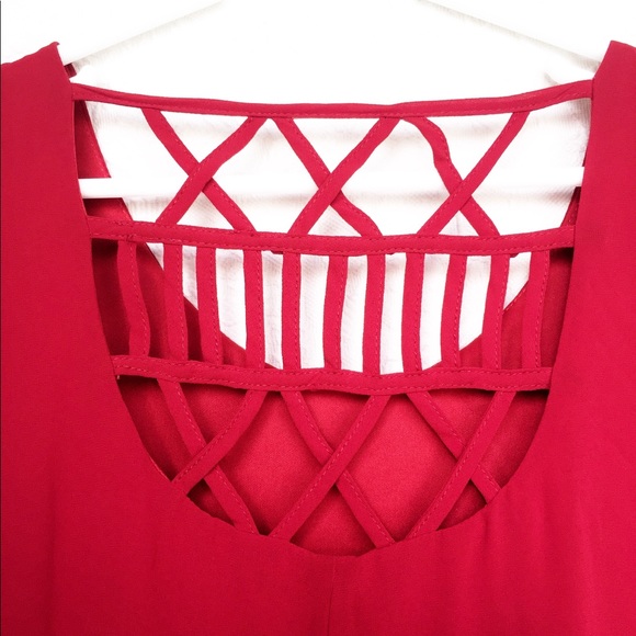 Red tunic dress with lattice design. Size XS - Picture 3 of 3